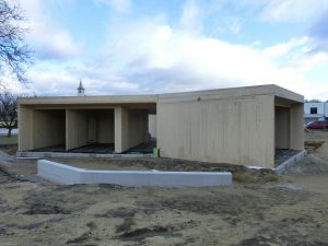 aussenansicht des rohbau-bungalows K in siegendorf - Paschinger Architekten