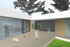 3D Planung (Rendering) eines Bungalows in Massivholzbauweise im Burgenland - Paschinger Architekten