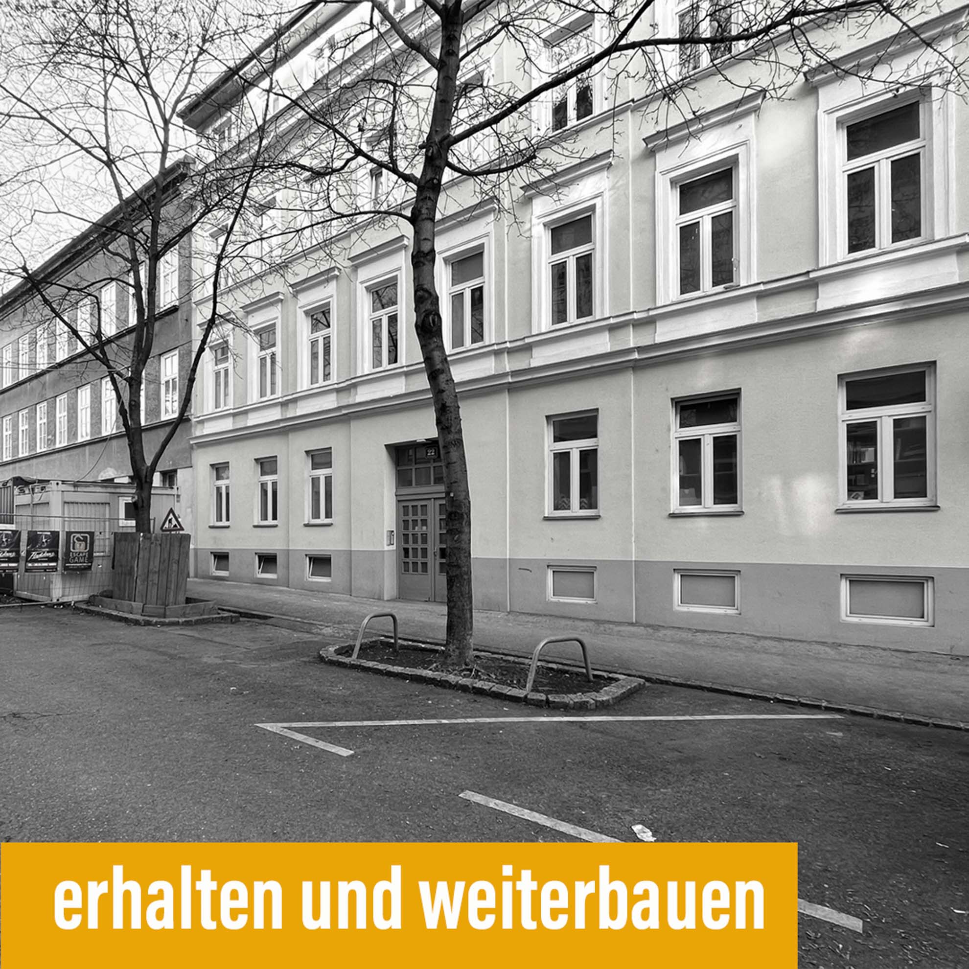 02 paschinger_architekten_wohnhaus_sanierung_aufstockung_dachgeschossausbau_wien_1150_bestand_01_sw erhalten und weiterbauen
